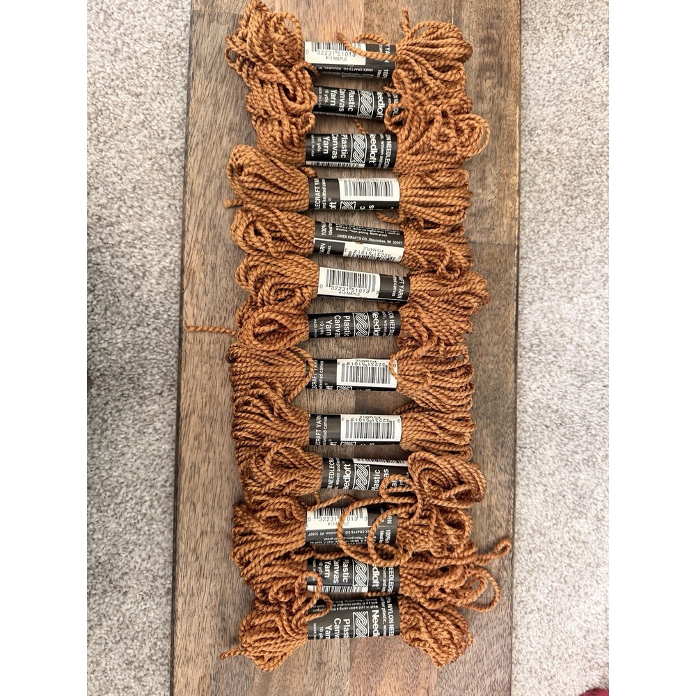 Needloft Plastic Canvas Yarn 100% Nylon 10 Yards #13 Maple Lot of 13 Skeins